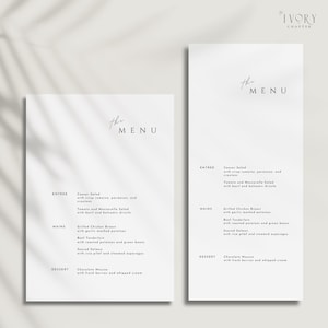 Menu Template Modern Minimalist | Editable Canva Wedding Design | Instant Digital Download
