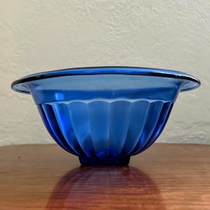 Ciotola per mescolare Depression Glass Moderntone di Hazel Atlas - Raro colore blu cobalto
