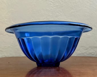 Depression Glass Moderntone Mixing Bowl by Hazel Atlas - Rare Cobalt Blue Color