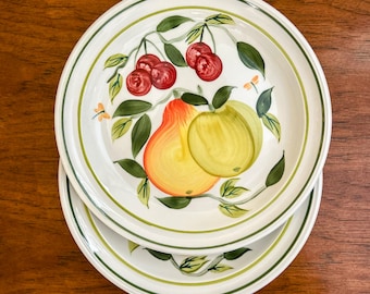 Platos de ensalada Portmeirion "Fruta de verano" - Juego de 2 / Diseño botánico vintage