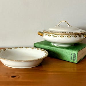 Guerin Limoges Antique Serving Dishes | Gilded Clover Pattern