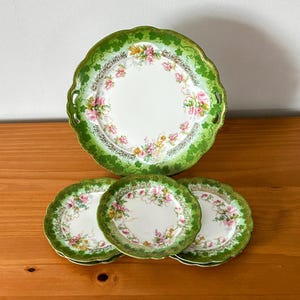 Antique MZ Austria Dessert Set - Ornate Art Nouveau Cake Platter & Five Dessert Plates - Victorian Era Tableware