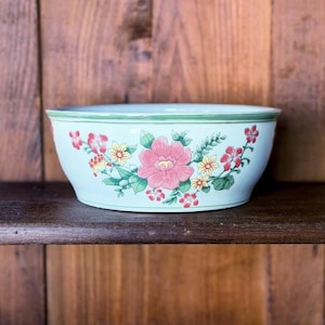 Vintage Famille Rose Cachepot/Plantador / Jardiniere Floral