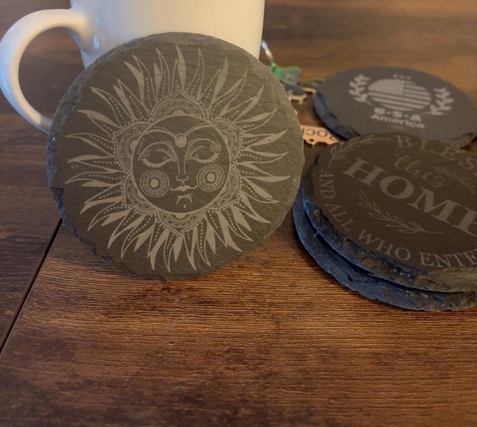 Custom Engraved Slate Coasters X4 - Etsy