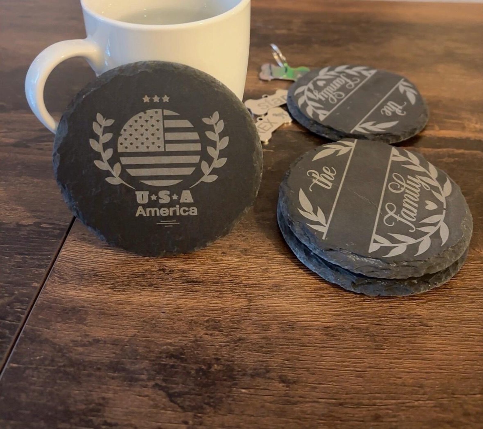 Custom Engraved Slate Coasters X4 - Etsy