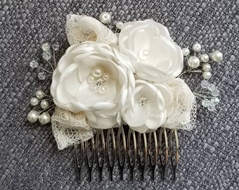 Beaded Ivory bridal comb