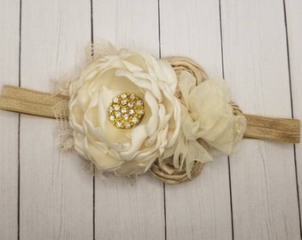 Ivory, Champagne and gold headband