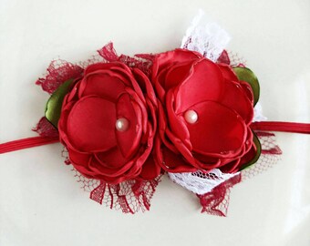 Small Red Flowers Headband