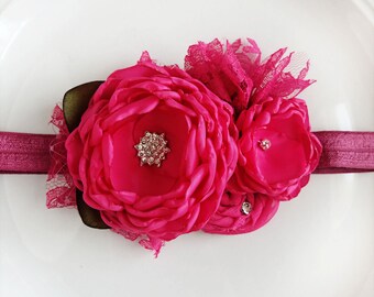 Fuschia Flowers Headband