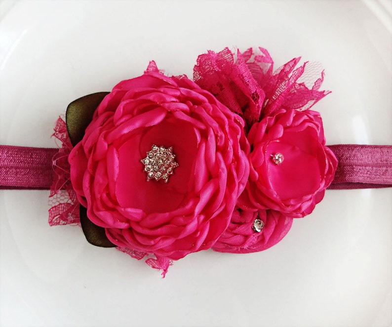 Fuschia Flowers Headband image 1