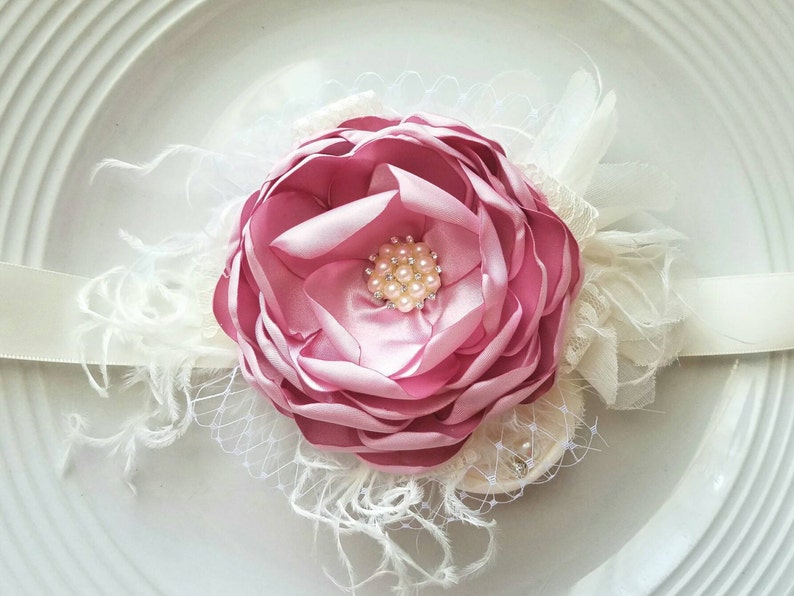 Blush Flower Ribbon Sash Etsy