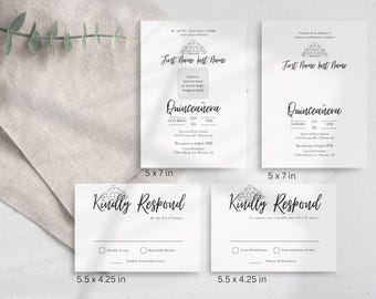 Editable Quinceañera Invitation Template: Bilingual Design (Instant Download)