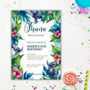 faire-part d'anniversaire | Fête Luau | Modèle de toile modifiable | Thème tropical hawaïen | Ensemble de fête Luau à imprimer | Téléchargement instantané