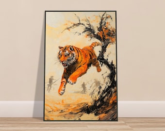 Tiger Art Print, Leaping Tiger Art, Wall Art, Wildlife Decor