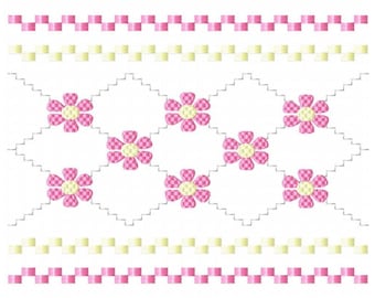 Faux Smocking Daisy Machine Embroidery Design - 3 sizes