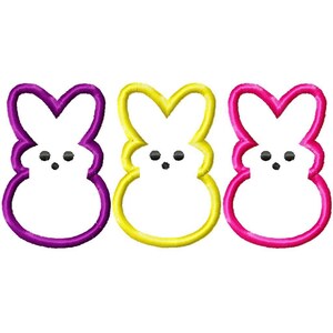 Three Bunnies Machine Embroidery Applique Design image 2