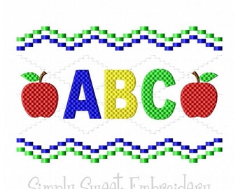Faux Smocking ABC Apple Machine Embroidery Design - 3 sizes