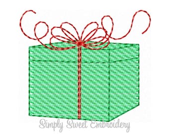 Sketch Christmas Present Machine Embroidery Mini Design