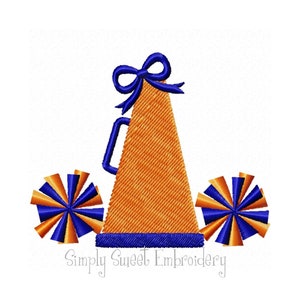 Megaphone Pom Pom Bow Mini Machine Embroidery Design - 6 sizes