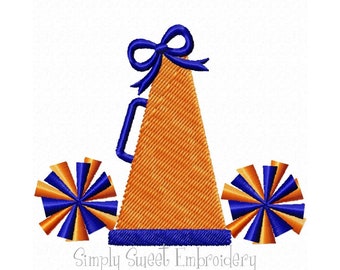 Megaphone Pom Pom Bow Mini Machine Embroidery Design - 6 sizes