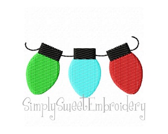 Christmas Lights Mini Machine Embroidery Design - 6 sizes