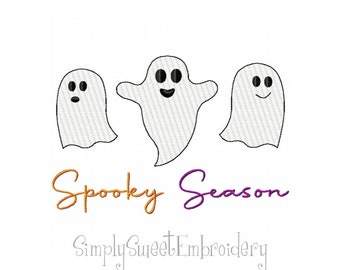 Halloween Spooky Season Sketch Machine Embroidery Design - 3 sizes