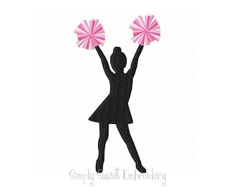 Cheerleader (3) Silhouette Mini Machine Embroidery Design - 6 sizes