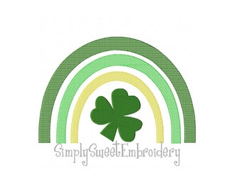 Sketch Rainbow Shamrock Machine Embroidery Design - 3 sizes