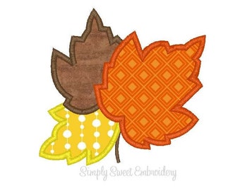 Three Leaves Machine Embroidery Applique Design