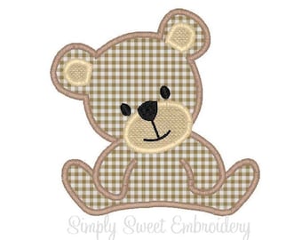 Teddy Bear Machine Embroidery Applique Design