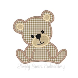 Teddy Bear Machine Embroidery Applique Design