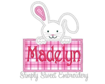 Easter Bunny Box Machine Embroidery Applique Design