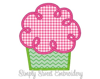 Swirl Cupcake Machine Embroidery Applique Design