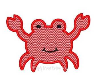 Cute Crab Machine Embroidery Applique Design (Digital Download)