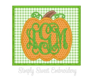 Pumpkin Square Patch Machine Embroidery Applique Design