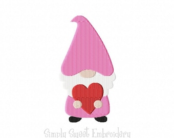 Valentine Gnome Mini Machine Embroidery Design - 6 sizes