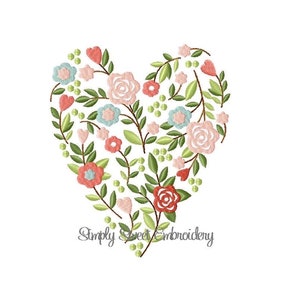 Flower Heart Machine Embroidery Design