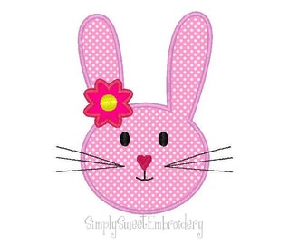 Easter Bunny Face Machine Embroidery Applique Design