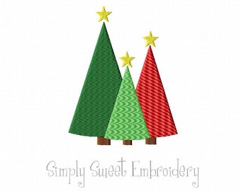 Three Christmas Trees Mini Machine Embroidery Design