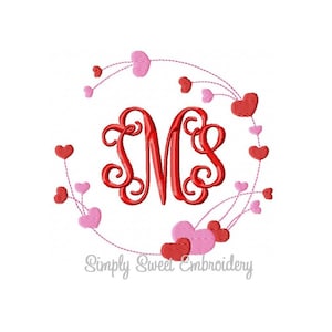 Valentines Heart Monogram Frame Machine Embroidery Design