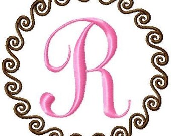 Swirl Circle Machine Embroidery Monogram Font Set 4x4 Hoop