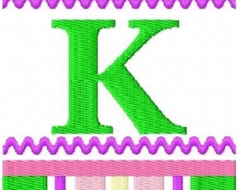 Ric Rac Striped Font Monogram Machine Embroidery Design