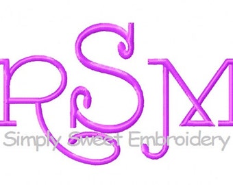 Curly Font 3 Machine Embroidery Monogram Font Design Set 3 sizes