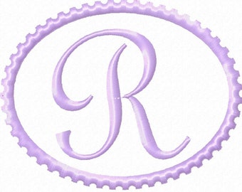 Oval Design Machine Embroidery Monogram Font Set 4x4 Hoop