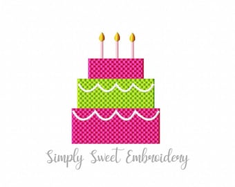 Birthday Cake Embroidery Design - 2 sizes