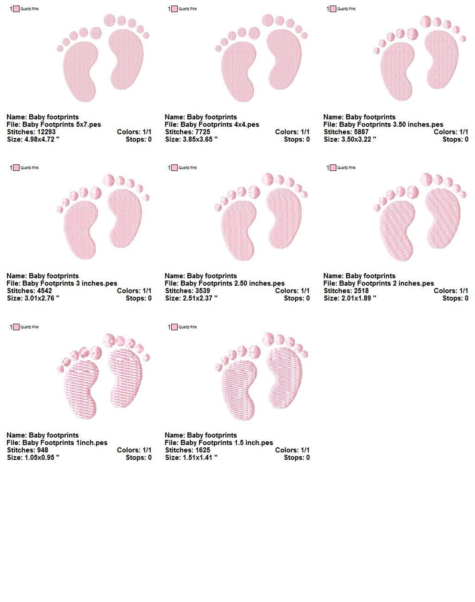Baby Feet / Footprints Machine Embroidery Design 8 Sizes Etsy