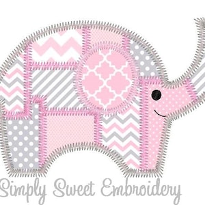 Patchwork-Elefant Maschinenkonstruktion Stickerei Applique