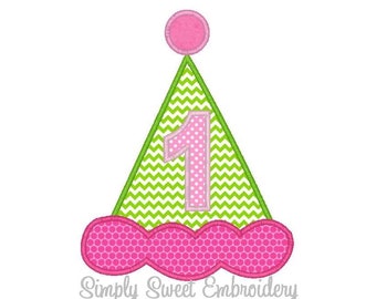 Birthday Hat Machine Embroidery Applique Design Set