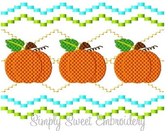 Faux Smocking Pumpkins Machine Embroidery Design