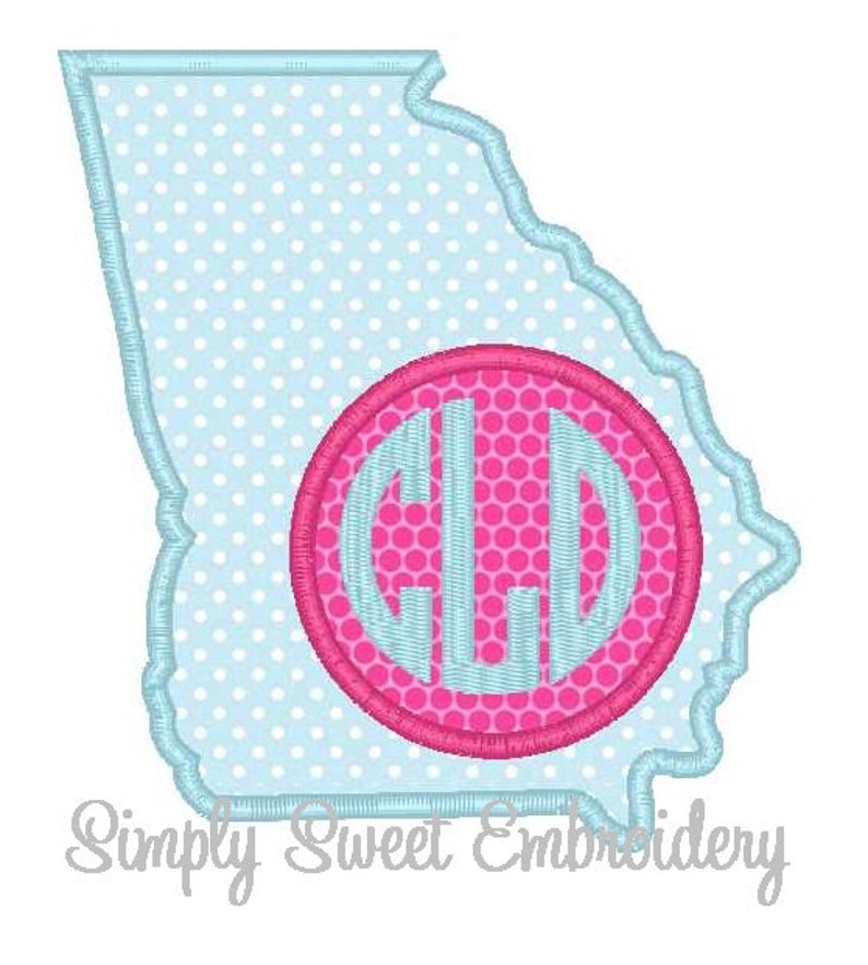 State of Monogram Machine Embroidery Applique Design Etsy